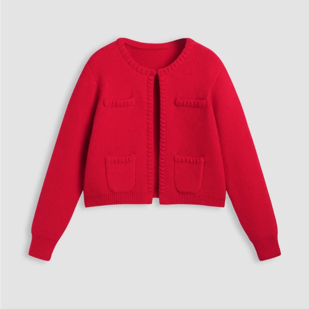 Cider Round Neck Pocket Knitted Cardigan